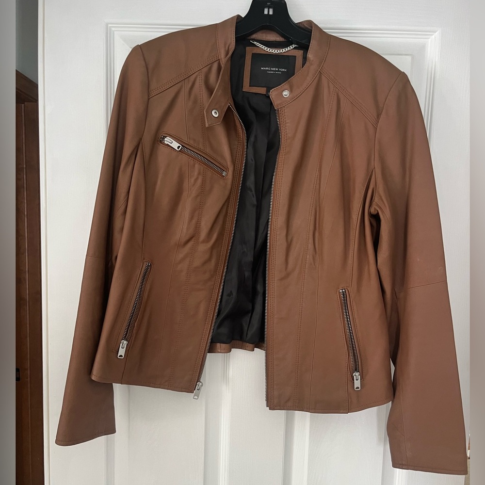 Marc New York by Andrew Marc Tan Leather Jacket Size Large - Picture 5 of 7